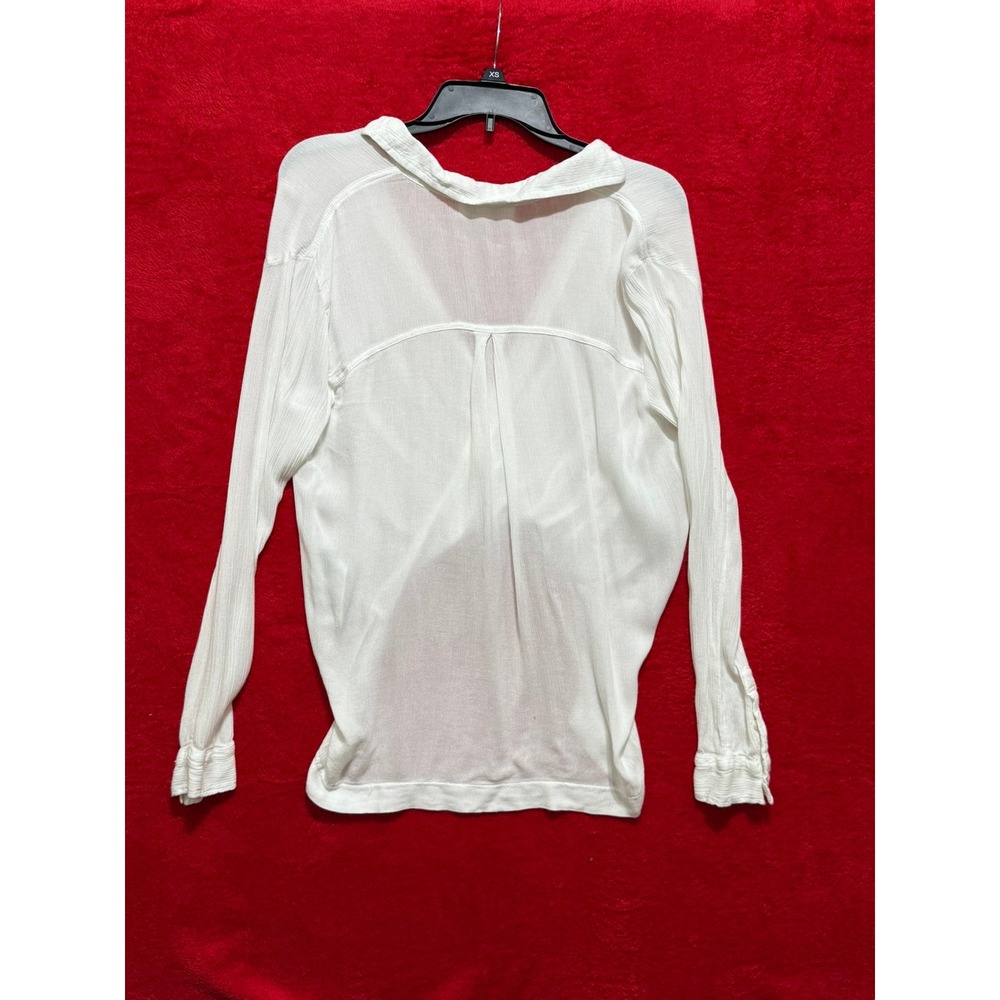 Abercrombie & Fitch White Viscose Criss Cross Blouse Long Sleeve Top S - Picture 2 of 7